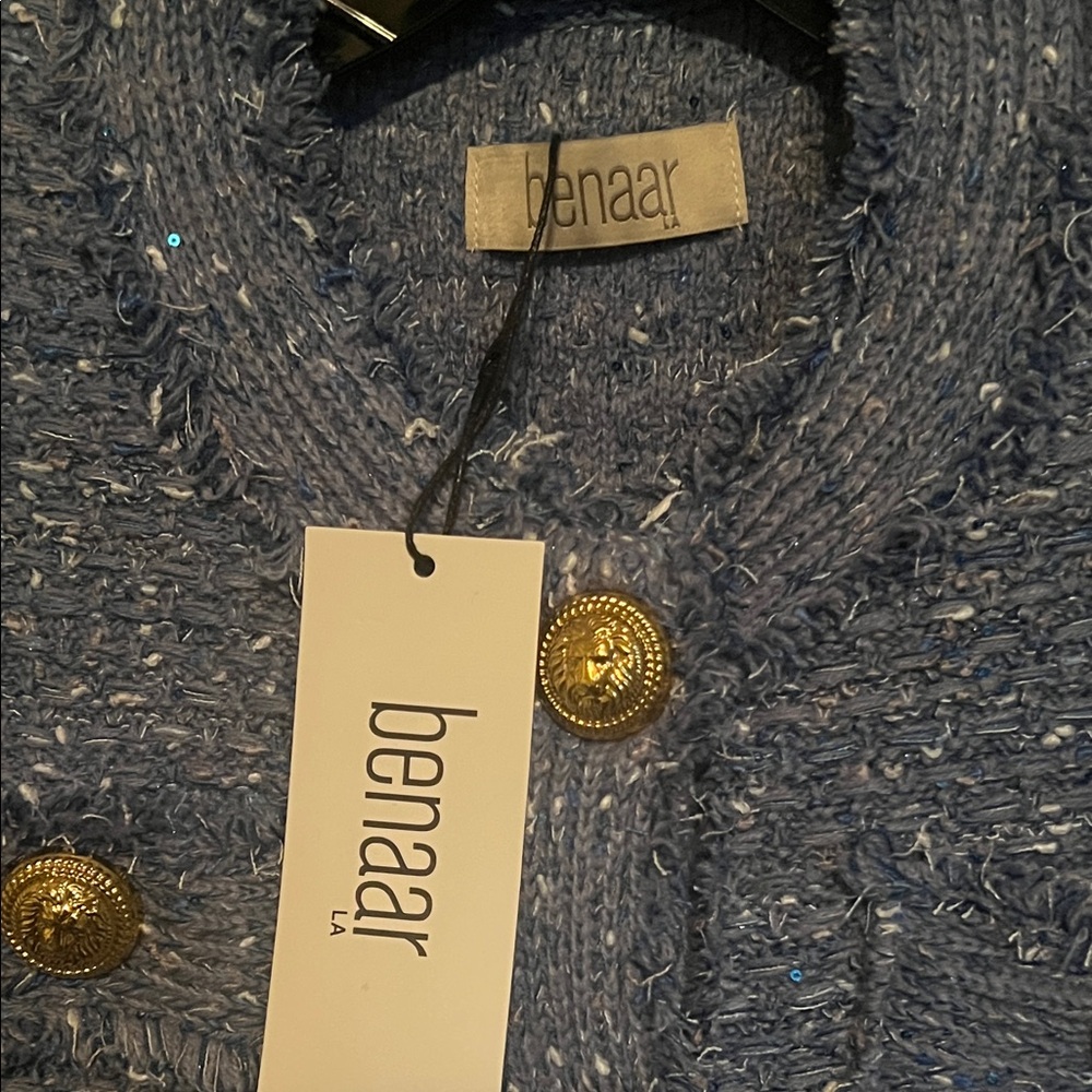 NWT Benaar LA Bethany Tweed Jacket with Gold Buttons Size L - Picture 2 of 10
